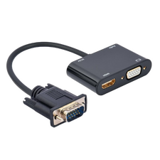 Adaptor Cablexpert A-VGA-HDMI-02, VGA D-Sub (M) - HDMI (F) + VGA, 0.15 m, Negru