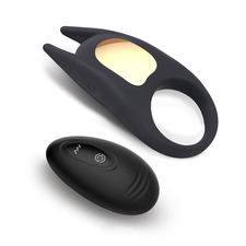 WINYI Lucas II Cock Rings + telecomandă IPX5 10 moduri de vibrație, negru