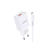 Jokade Încărcător de perete cu cablu USB către Lightning, port unic 5A JB022, alb