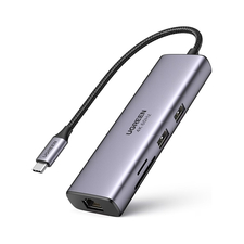 UGREEN HUB 7in1 USB-C To 4K@60Hz HDMI + 2*USB-A 3.0 + RJ45 Gigabit + SD/TF Card Slot + PD 100W | CM512, Gri