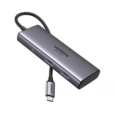 UGREEN HUB 6in1 USB-C la 2*HDMI (8K@30Hz)+2*USB-A3.0+USB-C3.0+PD (100W) | CM498, Gri spațial
