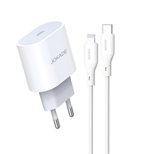 Încărcător de perete Jokade cu cablu Type-C la Lightning 20W Chengyun JB010, alb
