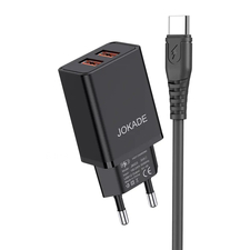 Jokade Încărcător de perete cu cablu USB la Type-C Dual Port 5A Yiyue, negru