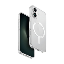 Carcasă Uniq pentru iPhone 16 Hybrid Clario (ECO) cu încărcare Magclick, transparentă