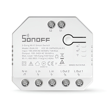 Întrerupător inteligent Sonoff Wi-Fi 2-Gang DUALR3 cu măsurare a puterii (fir neutru)