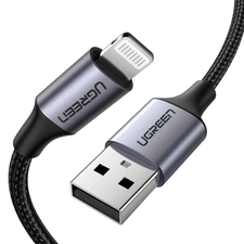 UGREEN Cablu USB către Lightning MFI, 1M, carcasă Alu cu împletitură, negru | US291