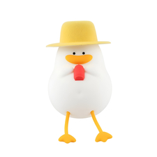 Cute Series Lumină de noapte Rață cu pălărie, alb