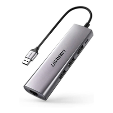 UGREEN HUB 4in1 USB 3.0 la 3*USB 3.0 + Gigabit RJ45 0.28M, Negru