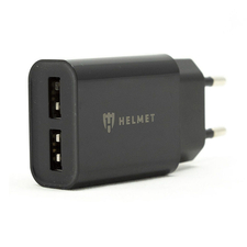 Încărcător de perete pentru cască cu cablu USB la Micro-USB 2xUSB 2.4A, negru
