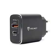 Încărcător de perete pentru cască USB/Type-C QC3.0 18W (Сable 3 in1), negru