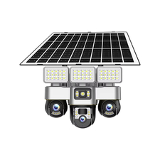 Cameră de securitate triplă 4G în aer liber cu panou solar