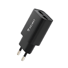 Încărcător de perete pentru cască cu cablu USB la Lightning 2xUSB 2.4A, negru