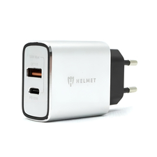 Încărcător de perete pentru cască USB/Type-C QC3.0 18W, argintiu