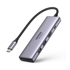 UGREEN HUB 6in1 Type-C 3.0 la 3*USB 3.0 + HDMI + SD/TF CM511, Gri spațial
