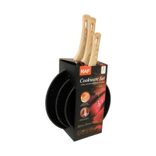 Raf Set ustensile de gătit Tigaie R.80008, Set 3 bucăți, negru