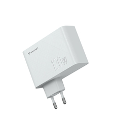 Încărcător de perete pentru cască GaN 1*USB-A+2*Type-C 120W 6A, alb
