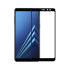 Cască de sticlă 3D rotundă margine Samsung A8 Plus (2018) negru