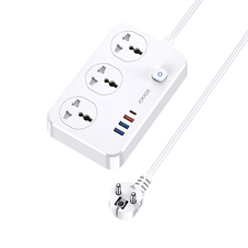 Jokade JB058 Priză universală cu 3 ieșiri și porturi USB 1C3A (mufă UE), alb