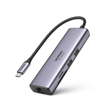UGREEN HUB 7in1 Type-C 3.0 la + 2*USB 3.0 + HDMI + Gigabit RJ45 + SD/TF + PD 95W CM512, gri