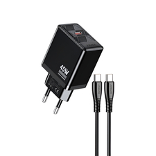 Jokade Încărcător de perete 1*Type-C cu cablu Type-C la Type-C 45W Max JB092, negru