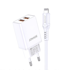 Jokade Încărcător de perete cu cablu USB-A la Lightning Dual Port JB024 3A, alb