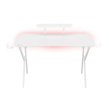 Genesis Desk Gaming Holm 320, RGB alb (organizator, încărcător wireless, suport multiplu, hub USB, telecomandă, 120x60x75cm)