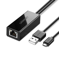 UGREEN Adaptor pentru Chromecast Micro USB la Ethernet, negru
