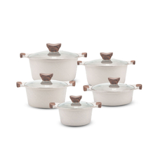 Raf Cookware Set Pans With Lids R.80003, 5pcs Set, White