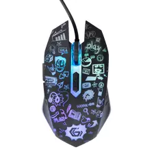 Mouse Gembird MUS-6B-GRAFIX-01, Optical, 1200-3600 dpi, 6 buttons, LED, Ambidextrous, 1.5m, Black