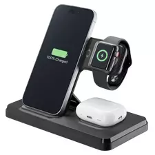 Încărcător wireless Cellularline Triple Station 3 in 1, 15W, Negru