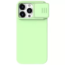 Husă Nillkin iPhone 15 Pro, CamShield Silky Silicone, Mint Green