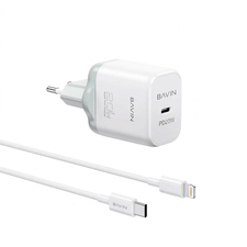 BAVIN Wall Charger PD 20W Fast Charge + Cable Type-C to Lightning, White