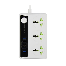 BAVIN Power Socket 3 Outlets + 4 USB 3.4A, Intelligent Timer Control, EU Plug, White