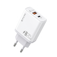 BAVIN Wall Charger USB/Type-C PD, QC3.0 20W, White