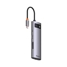 Baseus HUB 8in1 Type-C to 1* HDMI4K@60Hz+3*USB-A 3.0+PD*1+RJ45*1+SD/TF*1, Metal Gleam Series, Space Gray