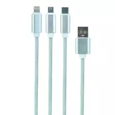 Cablu încărcare și sincronizare Cablexpert CC-USB2-AM31-1M-G, USB Type-A/Micro USB, Type-C, Lighting, 1m, Alb