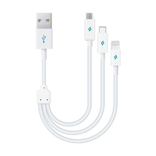 ttec Cable USB 3in1 to Micro-USB+Type-C+Lightning Trio 2.1A,1.2m, Black