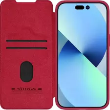 Husă tip carte Nillkin iPhone 15 - Qin Pro, Roșu