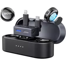Microfon portabil pentru înregistrare vocală Boya Boyalink3-01, Fără fir, Negru