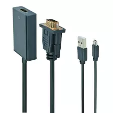 Convertor Video/Audio Cablexpert A-VGA-HDMI-01, VGA D-Sub + 3.5 mm Jack - HDMI (F), 0,15m, Negru
