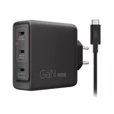Lenovo USB-C Multi-port 100W GaN Charger, 3xUSB-C; (WxDxH): 70x70x30.5 mm, Weight: 240 g., USB-C cab
