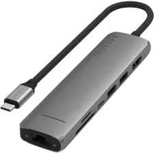 Satechi 7-in-1 USB-C Slim Multiport, USB-C3.2, Out: USB-C PD 80W, USB-A 3.2, HDMI 4K@60Hz, Ethernet
