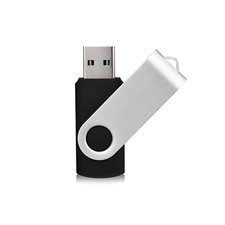 USB Drive 2.0 Unprinted Swivel 128 GB, Black/Silver