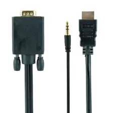 Cablu Video Cablexpert A-HDMI-VGA-03-10, HDMI (M) - VGA D-Sub + 3.5 mm Jack, 3m, Negru