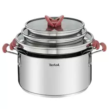 Set de vase Tefal Opti'Space, 5,2L, Oțel inoxidabil