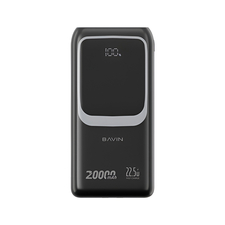 BAVIN Power Bank 20000mAh, 22.5W Fast Charging, Built-in Type-C & Lightning Cables, Black