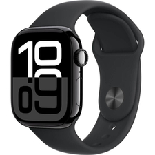 Apple Watch Series 10 GPS, 42mm Jet Black Aluminium Case with Black Sport Band - S/M, MWWE3