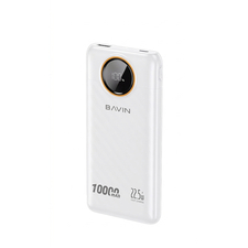 BAVIN Power Bank 10000mAh, 22.5W Fast Charging, Built-in Dual Cables, LED Display, White
