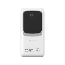 BAVIN Power Bank 20000mAh, 22.5W Fast Charging, Built-in Type-C & Lightning Cables, White