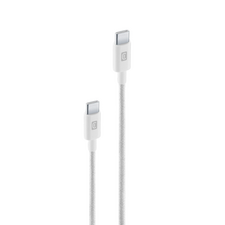 Cablu de încărcare și date Cellularline Power Braided, USB Type-C/USB Type-C, 2,5m, Alb